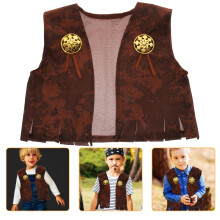 Bruin Gebreid Kids Western Vest Voor Feest En Cosplay