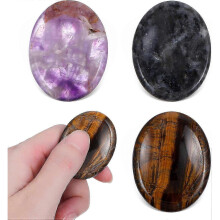 YBEATY 3 Pcs Thumb Worry Stone Anxiety Healing Crystals Sets Pocket Hand Carved Healing Stones Crystal Reiki Natural Relax Palm Stone for Therapy Stre