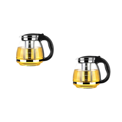 2Pièces Théière Acier Noir Design Élégant Pour Amateurs De