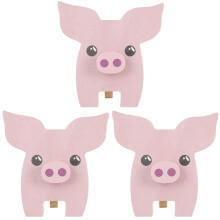 3Pièces Porte-Lunettes Bois Rose Figurine Animale Décoration