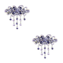 2Pièces Barrette Violet Cristal Grip Anti-Glisse