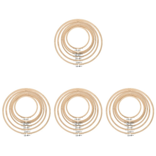 24Pièces Cercles À Broder En Bambou Kaki Pour