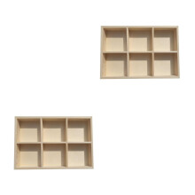 2Pièces Rangement Pigment Bois Khaki 6 Grilles Solide Pour Bâtons