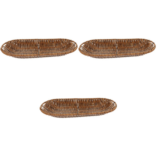 3Pièces Corbeille En Rotin Pour Stockage Pain Snacks 1