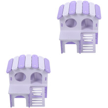 2Pièces Refuge Hamster PVC Violet Arrondis Sécurisés Amusant