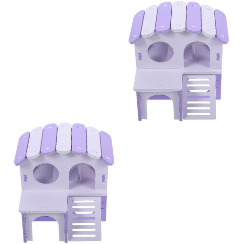 2Pièces Refuge Hamster PVC Violet Arrondis Sécurisés Amusant