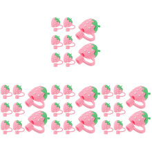 32Pièces Protège Embouts Pailles Silicone Rouge Décoratif Réutilisable