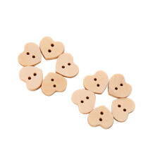 200Pièces Boutons Cœur Bois 2 Trous Kaki Pour Couture DIY