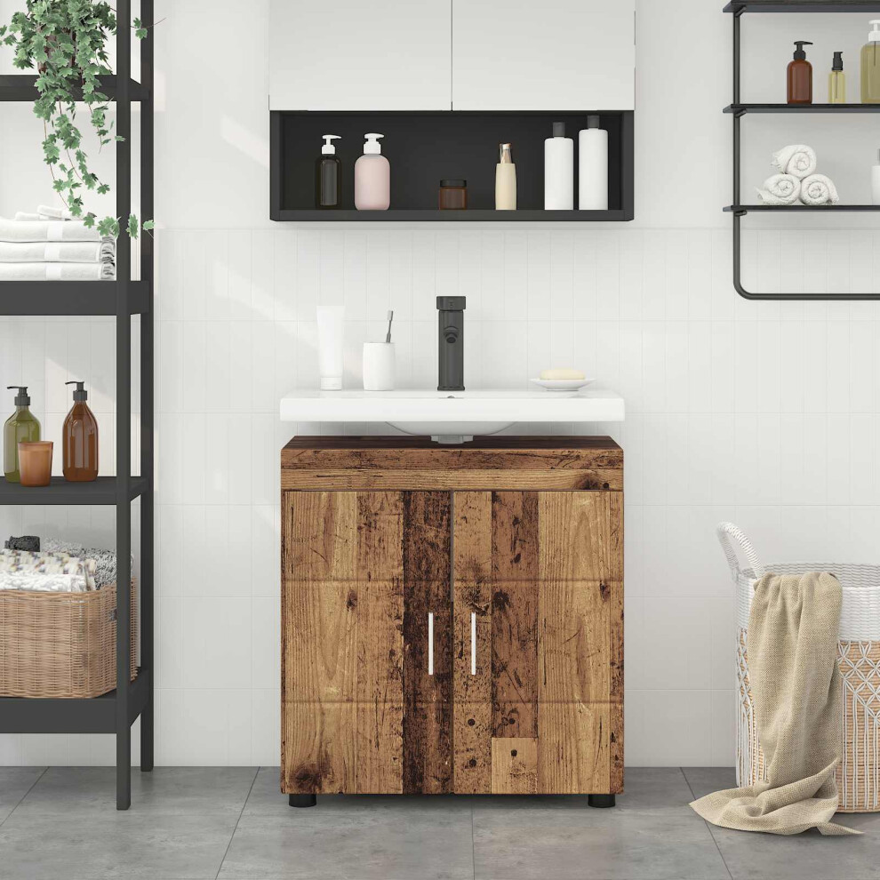 Vidaxl Bathroom Cabinet Set Tulum Old Wood 60 X 34 X 63 Cm