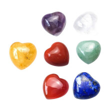 Assorted Color Chakra Stones Heart Shape for Decor 14Pcs Stones