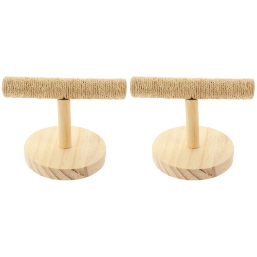 2Pièces Perchoirs En Bois Pour Oiseaux Khaki Stand D'intérieur Durable 1