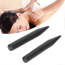 2pcs Hot Massage Stones Acupoint Massage Stones Black Polished Pain Relief for Back Neck Shoulders