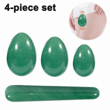 (Green) 4PCS Jade Stone Eggs for Women's PC Muscle Training, Chakra Healing, Yoga Exercise, and Massage