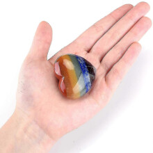 7 Chakra Crystal Puff Heart Worry Stone Natural Healing Crystal Palm Worry Stone for Meditation Home Decoration