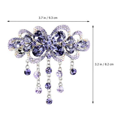 2Pièces Barrette Violet Cristal Grip Anti-Glisse 1