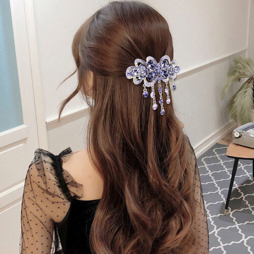 2Pièces Barrette Violet Cristal Grip Anti-Glisse 2