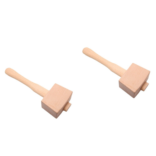 2Pièces Maillet Bois Lisse Khaki Pour Sculpture DIY 2