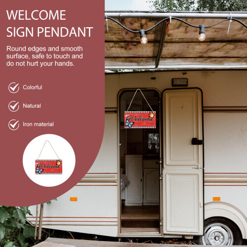 Plaque Bienvenue Rouge Pour Veranda 2