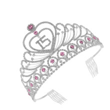 Roze Rhinestone Tiara Kroon Verjaardag Versiering