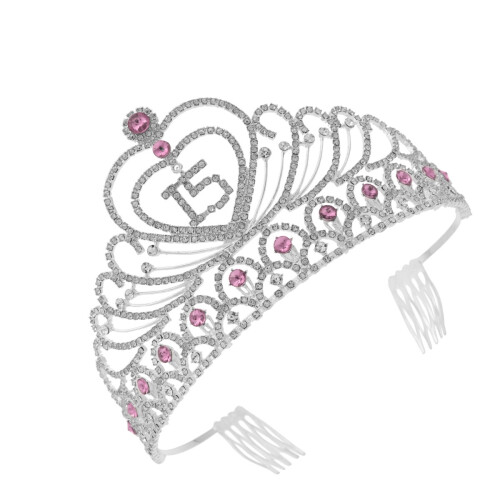 Roze Rhinestone Tiara Kroon Verjaardag Versiering