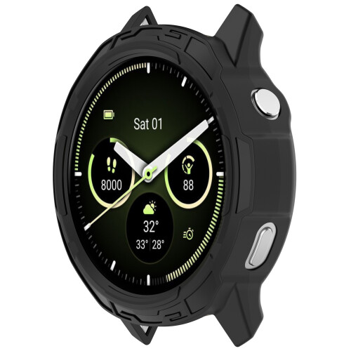 Capa Protetora Preta de PC com Design de Armadura Oca Compatível com Garmin Venu 4 45mm  45mm 2