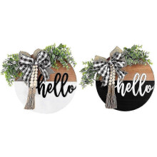 Door Welcome Sign Round Hello Wooden Door Sign Farmhouse Front Porch