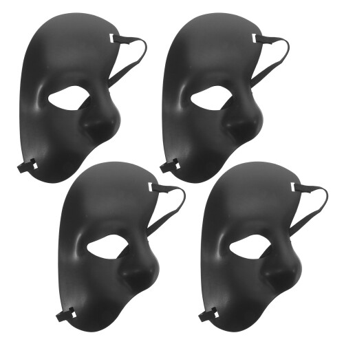 4St Zwarte Venitiaanse Halve Masker , Plastic Opera Stijl