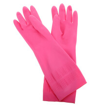 1Paar Roze Lange Rubberen Handschoenen Waterdicht Voor Schoonmaak