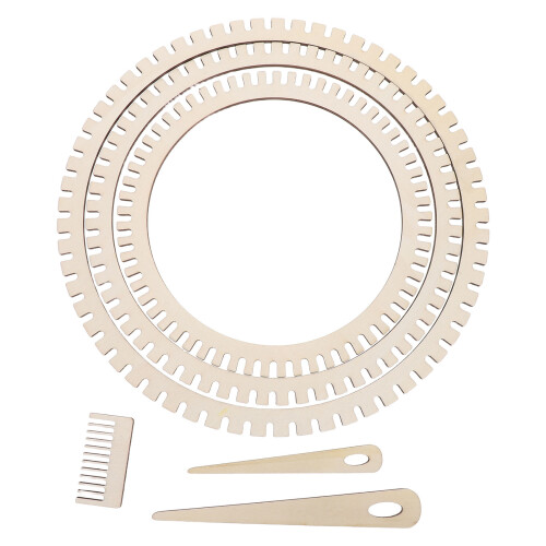 6St Weefset Beginners - Rond Brei- En Weefgereedschap Beige