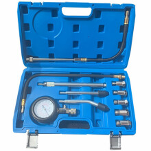 1Set Blauwe Compressiemeter Kit Auto Motor Met Koperen Adapters