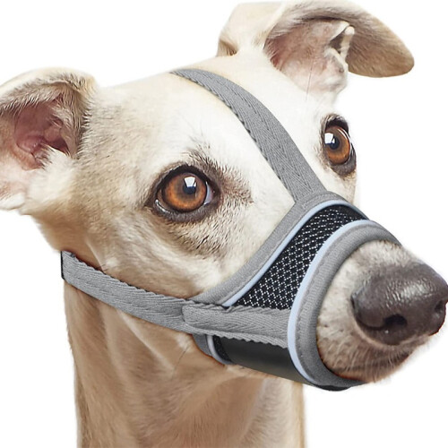 Reflective Dog Muzzle - Soft Nylon Adjustable Breathable Mesh Pet Muzzle  M 1