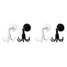 4X Hexagon Claw Rotating Hook Multifunctional Household Kitchen Toilet Hook Spoon Holder Key Storage Self-Adhesive Hook