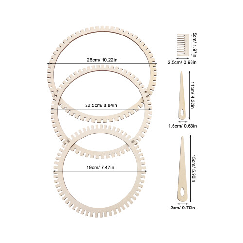 6St Weefset Beginners - Rond Brei- En Weefgereedschap Beige 1