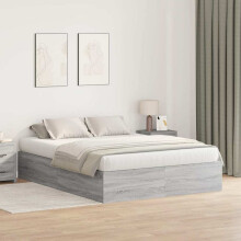 vidaXL Storage Bed Frame Grey Sonoma 160 x 200 cm Engineered Wood