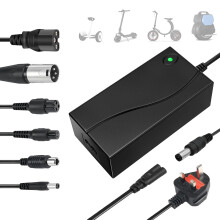 Electric Scooter Charger, 42V 2A Hoverboard Charger UK 3 Pin with 6 Connections for 36V Li-ion Batterie, for Mobility Scooter, Electric Bike, e Balan