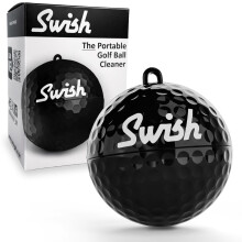Swish Portable Golf Ball Cleaner - Compact Golf Ball Cleaning Kit - Black