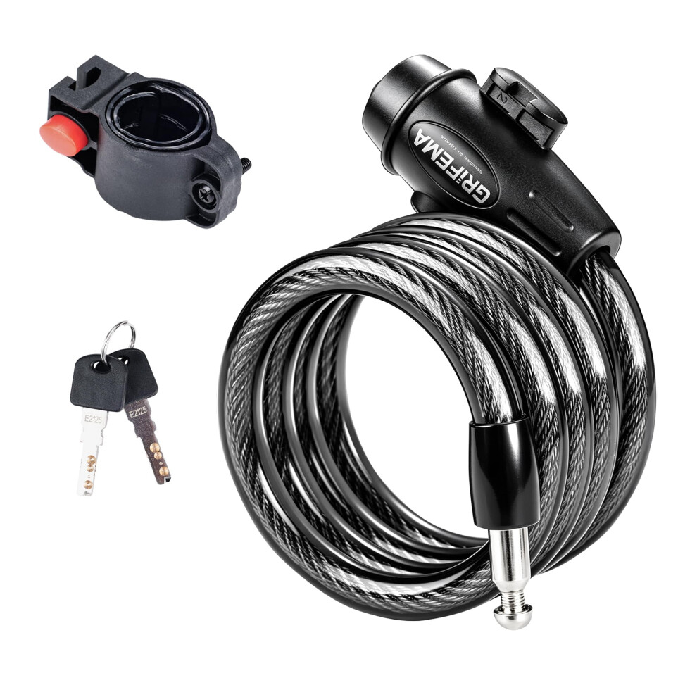 GRIFEMA 120cm Bike Lock With 2 Keys, High Security Cable Chain for E-Bike, Scooter, Skateboard, Gate, Door, Fence GA1204-12, Black - Image 4