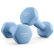 SONGMICS Set of 2 Dumbbells, 2 x 3 kg Hand Weights with Neoprene Coating, Hexago