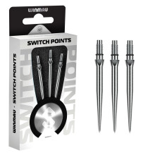 WINMAU - Switch Points - Carbon Steel Tip - Threaded Rapid-Change Mechanism - 1 Set per Pack - Smooth Silver Effect 30mm - Professional Darts Accesso