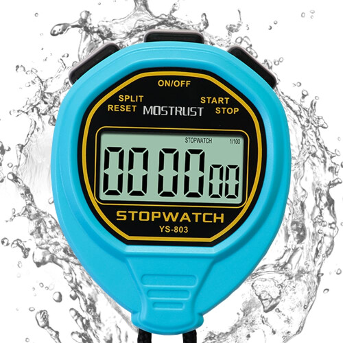MOSTRUST Digital Waterproof Stopwatch, No Bells, No Clock, No Countdown, Simple Basic Operation, Large Display Silent Stopwatch with ON/OFF for Swimm