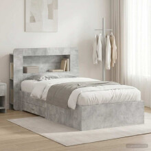 vidaXL Bed Frame with Storage with Headboard Concrete Grey 80 x 200 cm