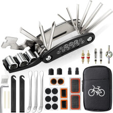 All-in-One Bike Tool Kit & Puncture Repair Kit | Bike Repair Kit with 3 Tyre Levers | for Road, Mountain Bike & BMX | Essential Bike Accessories for M
