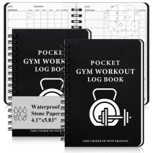 2 Pack Gym Workout Log Book A6 Tracking Goals Setting Pocket Fitness Diary Mini 120g Stone Paper Waterproof Training Planner Small Sweatproof 100 Page