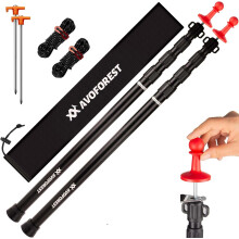 AVOFOREST Tent Poles, Telescoping Tarp Poles, Aluminium Adjustable Camping Tent Poles for Tarp with Lightning Protection Cap Awning Poles Set for Cano