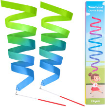 Cikyner Gymnastics Ribbon, 2 Packs Colorful Gymnastics Band with Stick