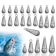 24 Pcs Deep Sea Fishing Weigh ts Assorted, 3.5g/7g/10g/15g/20g Small Fishing Steel Pendant Mixed with Swivel, Teardrop Fishings Snaps Sea Fishings St
