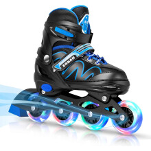 ERNAN Inline Skates,Adjustable Light up Kids Inline Skates, for Boys and Girls,Roller skates for Kids Youth, Beginner (Blue, S)