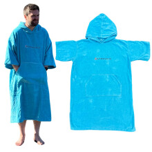 Stravaig Towelling Poncho for Adults and kids (350gsm) - Easy Changing Towelling Robe for Swim, Surf, Wild Swimming, Beach (Blue, L-XL)