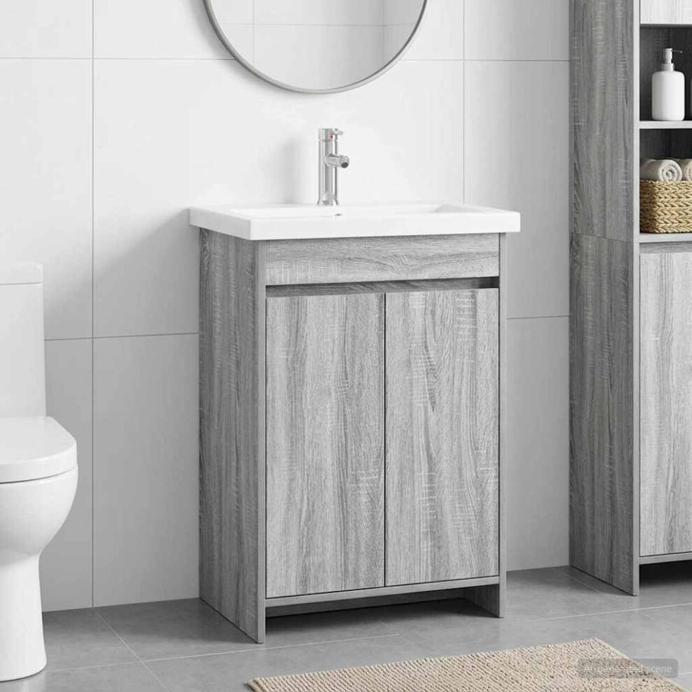 Vidaxl Bathroom Furniture Set Grey Sonoma 81 X 40 X 84.5 Cm