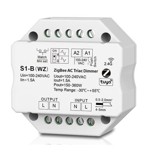 S1-B Tuya Zigbee RF AC Triac Dimmer LED Controller Push  Control 110V 220V 230V  Life APP for Alexa Assistant